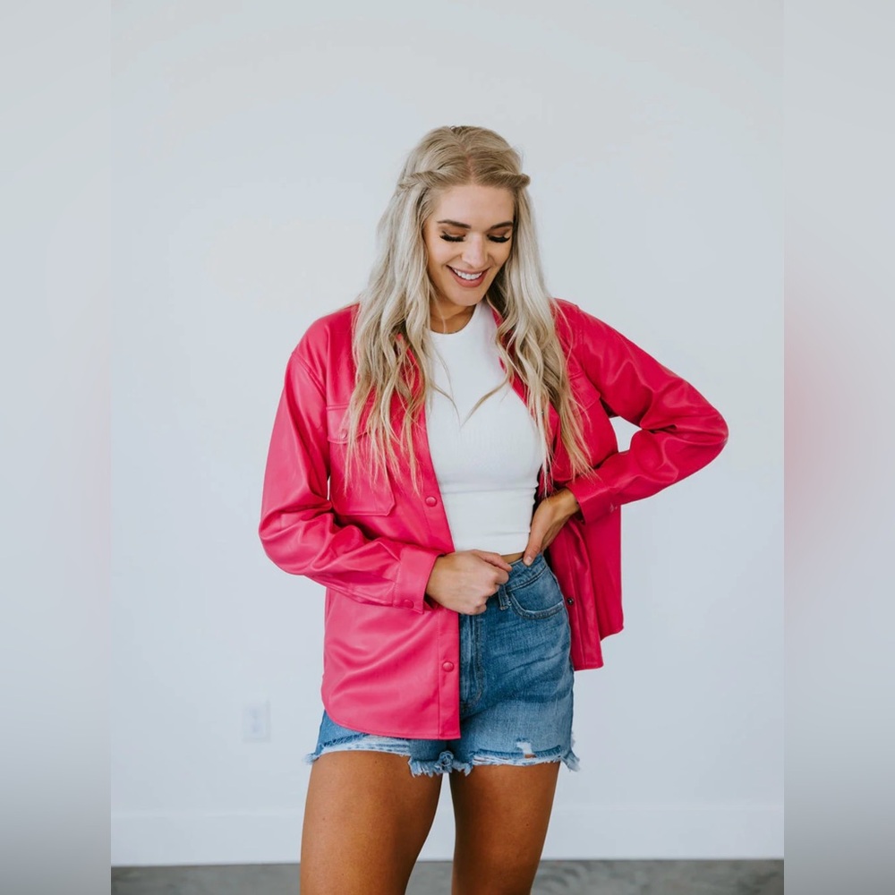 Faux leather shirt